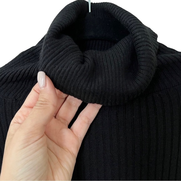 NWT American Eagle Black RIbbed Turtleneck Long-Sleeve Mini Dress sZ M - Picture 4 of 7